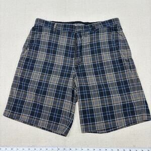 Banana Republic Men's Blue Plaid Cotton Shorts Size 33 Cool Grunge 90s y2k VTG